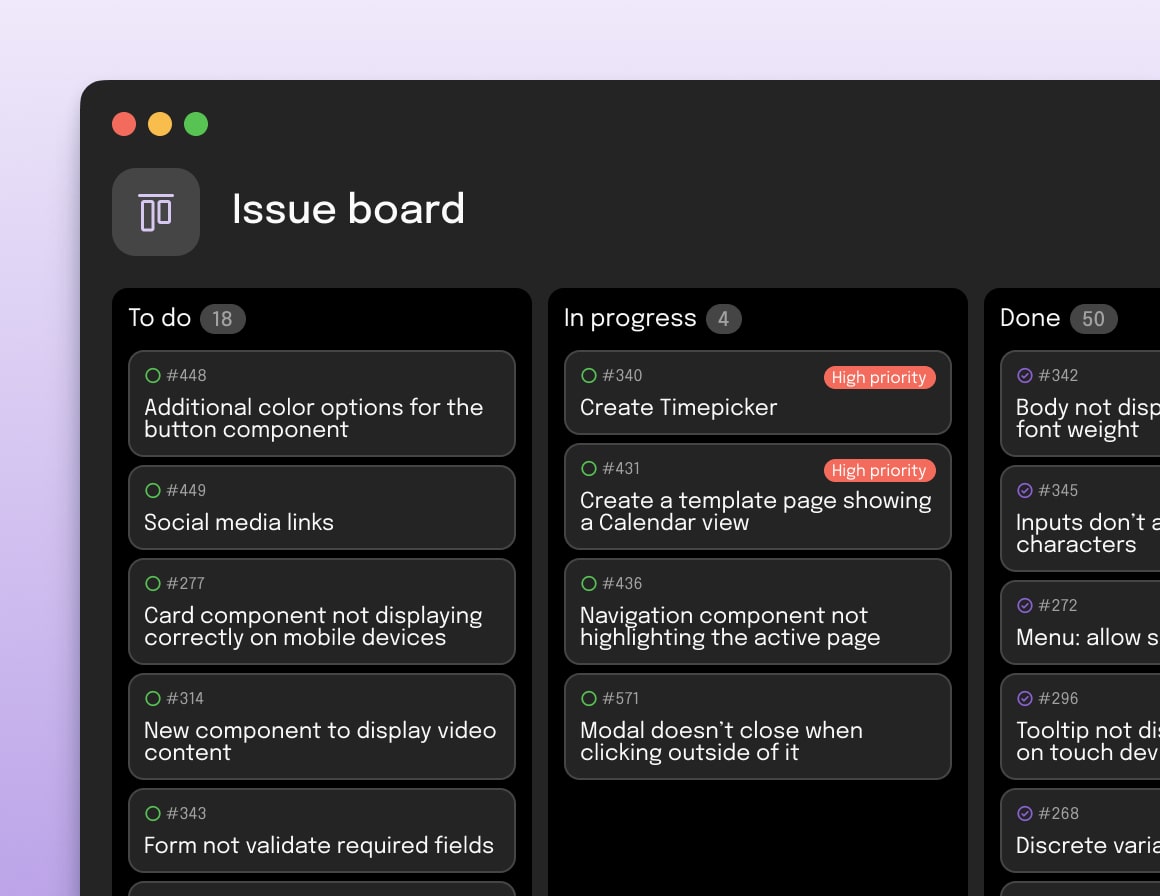 Bento DS issue board